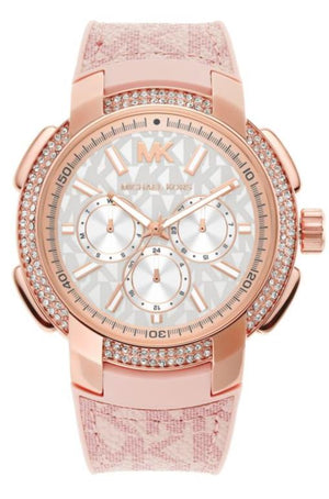 Buy Shop Michael Kors Sidney Multifunction White Dial Pink Silicone Strap Watch For Women - MK7222 USA Online