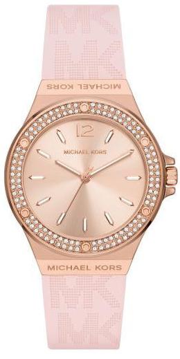 Buy Shop Michael Kors Mini Lennox Three-Hand Rose Gold Dial Pink Silicone Strap Watch For Women - MK7282 USA Online
