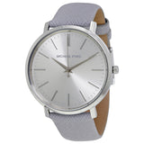 Buy Shop Michael Kors Jaryn Quartz Silver Dial Grey Leather Strap Watch For Women - MK2470 USA Online