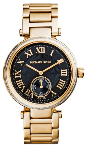 Buy Shop Michael Kors Skylar Black Dial Gold Steel Strap Watch for Women - MK5989 USA Online