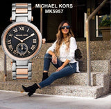 Buy Shop Michael Kors Skylar Black Dial Two Tone Steel Strap Watch for Women - MK5957 USA Online