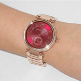 Buy Shop Michael Kors Skylar Maroon Dial Rose Gold Steel Strap Watch for Women - MK6086 USA Online