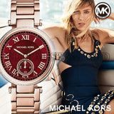 Buy Shop Michael Kors Skylar Maroon Dial Rose Gold Steel Strap Watch for Women - MK6086 USA Online