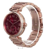 Buy Shop Michael Kors Skylar Maroon Dial Rose Gold Steel Strap Watch for Women - MK6086 USA Online