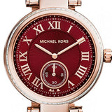 Buy Shop Michael Kors Skylar Maroon Dial Rose Gold Steel Strap Watch for Women - MK6086 USA Online
