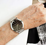 Buy Shop Michael Kors Slim Runway Analog Black Dial Silver Mesh Bracelet Watch For Men - MK8606 USA Online