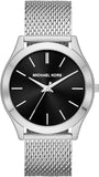 Buy Shop Michael Kors Slim Runway Analog Black Dial Silver Mesh Bracelet Watch For Men - MK8606 USA Online