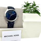 Buy Shop Michael Kors Slim Runway Analog Blue Dial Blue Leather Strap Watch For Men - MK8907 USA Online