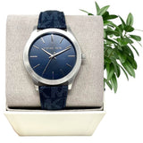Buy Shop Michael Kors Slim Runway Analog Blue Dial Blue Leather Strap Watch For Men - MK8907 USA Online