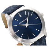 Buy Shop Michael Kors Slim Runway Analog Blue Dial Blue Leather Strap Watch For Men - MK8907 USA Online