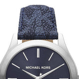 Buy Shop Michael Kors Slim Runway Analog Blue Dial Blue Leather Strap Watch For Men - MK8907 USA Online