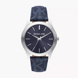 Buy Shop Michael Kors Slim Runway Analog Blue Dial Blue Leather Strap Watch For Men - MK8907 USA Online