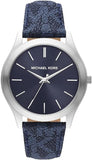 Buy Shop Michael Kors Slim Runway Analog Blue Dial Blue Leather Strap Watch For Men - MK8907 USA Online