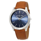 Buy Shop Michael Kors Slim Runway Analog Blue Dial Brown Leather Strap Watch For Men - MK8508 USA Online
