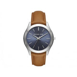 Buy Shop Michael Kors Slim Runway Analog Blue Dial Brown Leather Strap Watch For Men - MK8508 USA Online