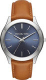 Buy Shop Michael Kors Slim Runway Analog Blue Dial Brown Leather Strap Watch For Men - MK8508 USA Online