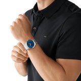 Buy Shop Michael Kors Slim Runway Analog Blue Dial Silver Steel Strap Watch for Men - MK1060 USA Online