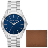 Buy Shop Michael Kors Slim Runway Analog Blue Dial Silver Steel Strap Watch for Men - MK1060 USA Online