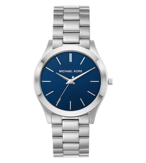 Buy Shop Michael Kors Slim Runway Analog Blue Dial Silver Steel Strap Watch for Men - MK1060 USA Online