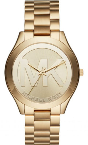 Buy Shop Michael Kors Slim Runway Analog Gold Dial Gold Steel Strap Watch For Women - MK3739 USA Online
