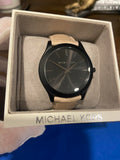 Buy Shop Michael Kors Slim Runway Black Dial Beige Leather Strap Watch For Men - MK8510 USA Online