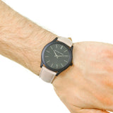 Buy Shop Michael Kors Slim Runway Black Dial Beige Leather Strap Watch For Men - MK8510 USA Online