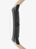 Buy Shop Michael Kors Slim Runway Black Dial Beige Leather Strap Watch For Men - MK8510 USA Online