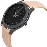 Buy Shop Michael Kors Slim Runway Black Dial Beige Leather Strap Watch For Men - MK8510 USA Online