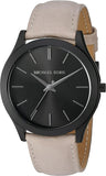 Buy Shop Michael Kors Slim Runway Black Dial Beige Leather Strap Watch For Men - MK8510 USA Online