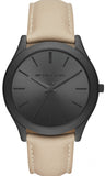 Buy Shop Michael Kors Slim Runway Black Dial Beige Leather Strap Watch For Men - MK8510 USA Online
