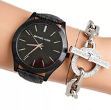 Buy Shop Michael Kors Slim Runway Black Dial Black Leather Strap Watch For Men - MK8908 USA Online