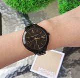 Buy Shop Michael Kors Slim Runway Black Dial Black Steel Strap Watch for Women - MK3317 USA Online