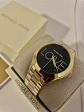 Buy Shop Michael Kors Slim Runway Black Dial Gold Steel Strap Watch for Women - MK3803 USA Online
