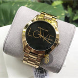 Buy Shop Michael Kors Slim Runway Black Dial Gold Steel Strap Watch for Women - MK3803 USA Online