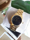 Buy Shop Michael Kors Slim Runway Black Dial Gold Steel Strap Watch for Women - MK3803 USA Online