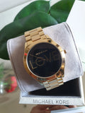 Buy Shop Michael Kors Slim Runway Black Dial Gold Steel Strap Watch for Women - MK3803 USA Online