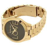 Buy Shop Michael Kors Slim Runway Black Dial Gold Steel Strap Watch for Women - MK3803 USA Online