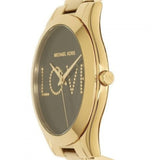 Buy Shop Michael Kors Slim Runway Black Dial Gold Steel Strap Watch for Women - MK3803 USA Online