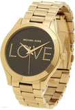 Buy Shop Michael Kors Slim Runway Black Dial Gold Steel Strap Watch for Women - MK3803 USA Online