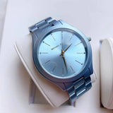 Buy Shop Michael Kors Slim Runway Blue Dial Blue Steel Strap Watch For Women - MK4548 USA Online