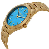 Buy Shop Michael Kors Slim Runway Blue Dial Gold Steel Strap Watch for Women - MK3265 USA Online