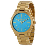 Buy Shop Michael Kors Slim Runway Blue Dial Gold Steel Strap Watch for Women - MK3265 USA Online
