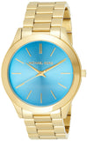 Buy Shop Michael Kors Slim Runway Blue Dial Gold Steel Strap Watch for Women - MK3265 USA Online