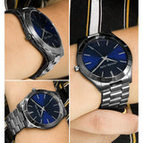 Buy Shop Michael Kors Slim Runway Blue Dial Grey Steel Strap Watch For Men - MK8584 USA Online