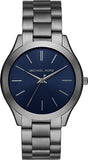 Buy Shop Michael Kors Slim Runway Blue Dial Grey Steel Strap Watch For Men - MK8584 USA Online
