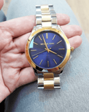 Buy Shop Michael Kors Slim Runway Blue Dial Two Tone Steel Strap Watch for Women - MK3479 USA Online