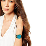Buy Shop Michael Kors Slim Runway Blue Mother of Pearl Dial Gold Steel Strap Watch for Women - MK3492 USA Online