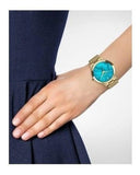Buy Shop Michael Kors Slim Runway Blue Mother of Pearl Dial Gold Steel Strap Watch for Women - MK3492 USA Online