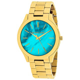 Buy Shop Michael Kors Slim Runway Blue Mother of Pearl Dial Gold Steel Strap Watch for Women - MK3492 USA Online