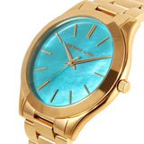 Buy Shop Michael Kors Slim Runway Blue Mother of Pearl Dial Gold Steel Strap Watch for Women - MK3492 USA Online